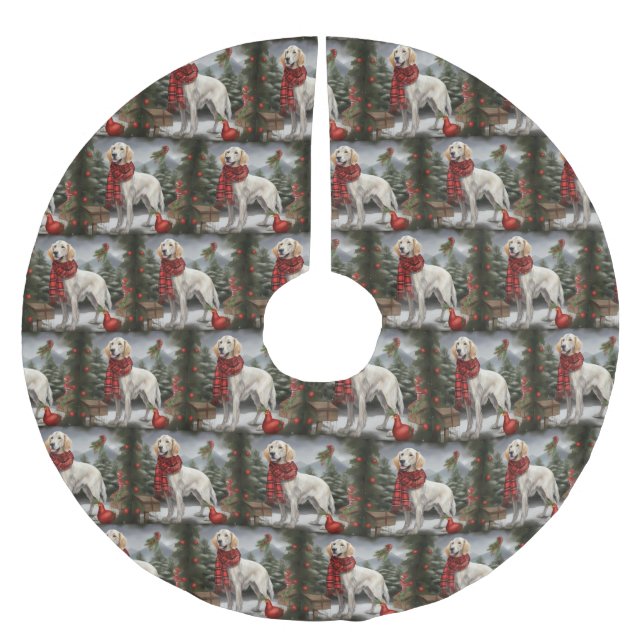 English Setter Dog in Snow Christmas Brushed Polyester Tree Skirt (Front)