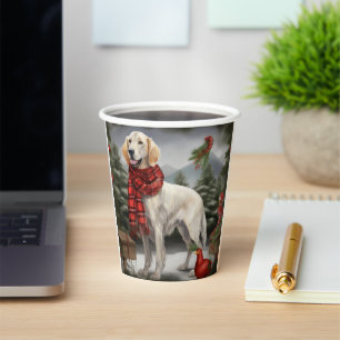 English Setter Dog in Snow Christmas Paper Cups