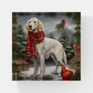 English Setter Dog in Snow Christmas Paperweight