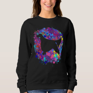 English Setter Dog Pink Watercolor Splatter Art Sweatshirt