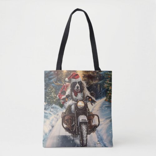 English Setter Dog Riding Motorcycle Christmas Tote Bag