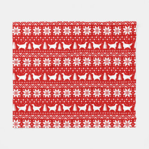 English Setter Dog silhouettes Christmas Pattern Fleece Blanket