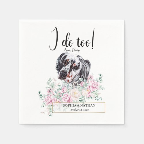 English Setter Dog Wedding Cocktail Napkins