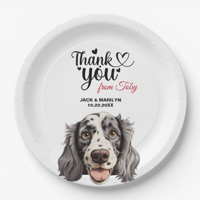 English Setter Dog Wedding Reception Paper Plates (Front)