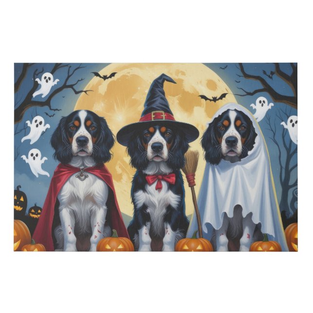 English Setter Dogs Pumpkin Halloween Funny Faux Canvas Print (Front)