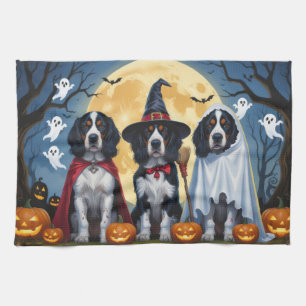 English Setter Dogs Pumpkin Halloween Funny Kitchen Towel
