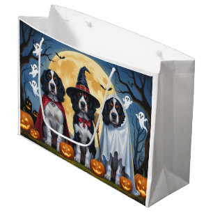 English Setter Dogs Pumpkin Halloween Funny Large Gift Bag