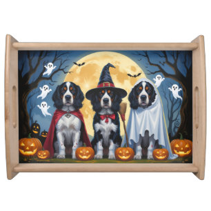 English Setter Dogs Pumpkin Halloween Funny Serving Tray