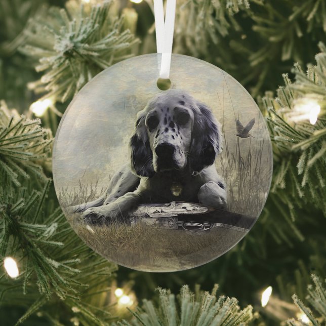 English Setter  Glass Ornament (Insitu)