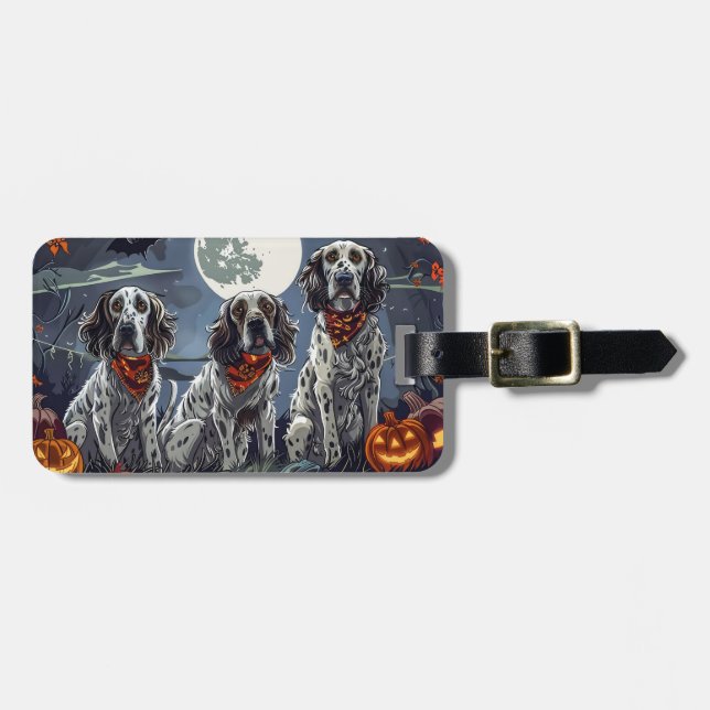 English Setter Halloween Spooky Luggage Tag (Front Horizontal)