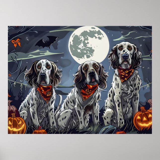 English Setter Halloween Spooky Poster (Front)