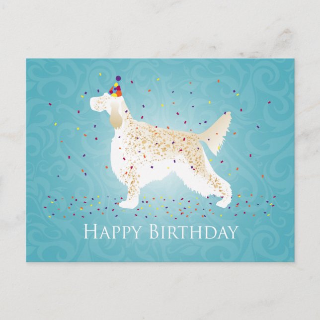 English Setter Happy Birthday Design Postcard (Front)