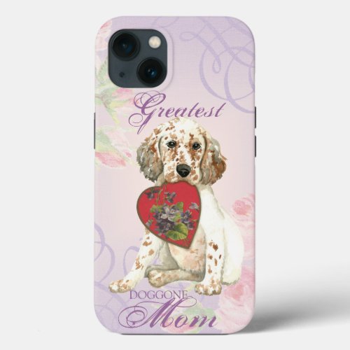 English Setter Heart Mom iPhone 13 Case