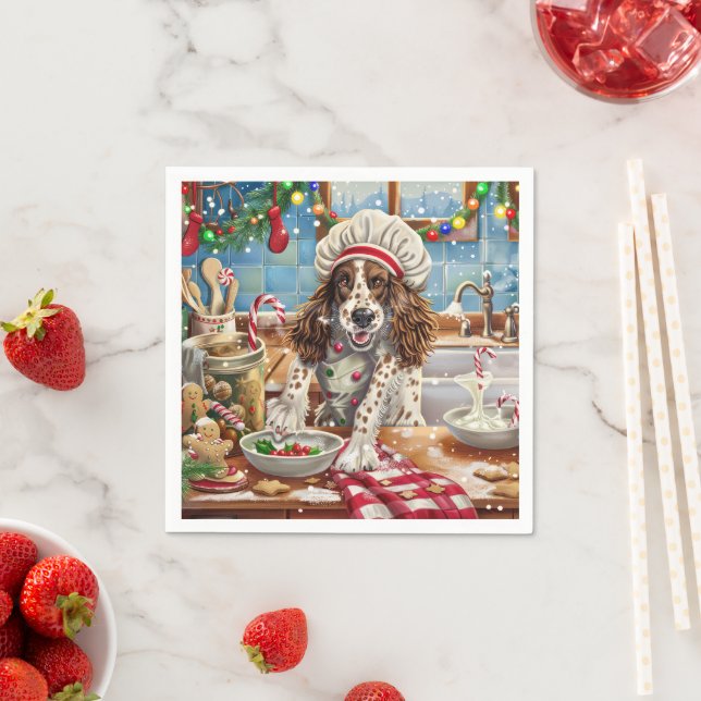 English Setter Holiday Baking: Festive Christmas Napkins (Insitu)