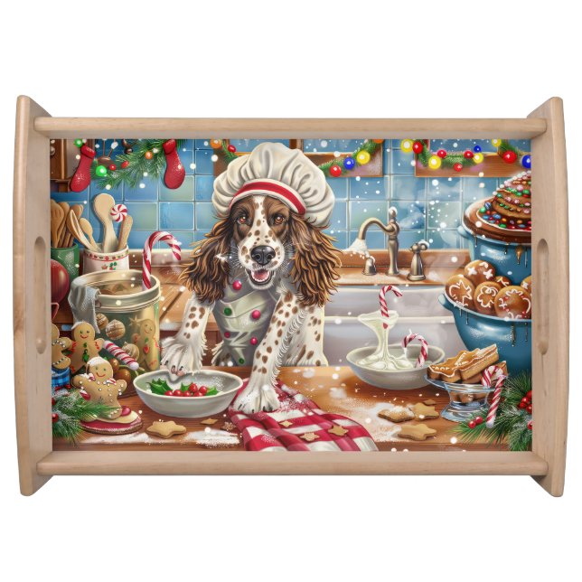 English Setter Holiday Baking: Festive Christmas Serving Tray (Front)