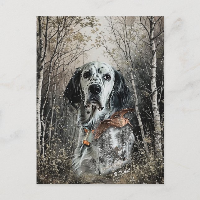 English Setter  Holiday Postcard (Front)