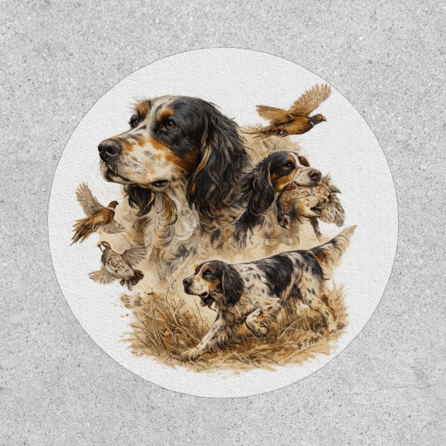 English Setter ,Hunting Art  Patch (Front)