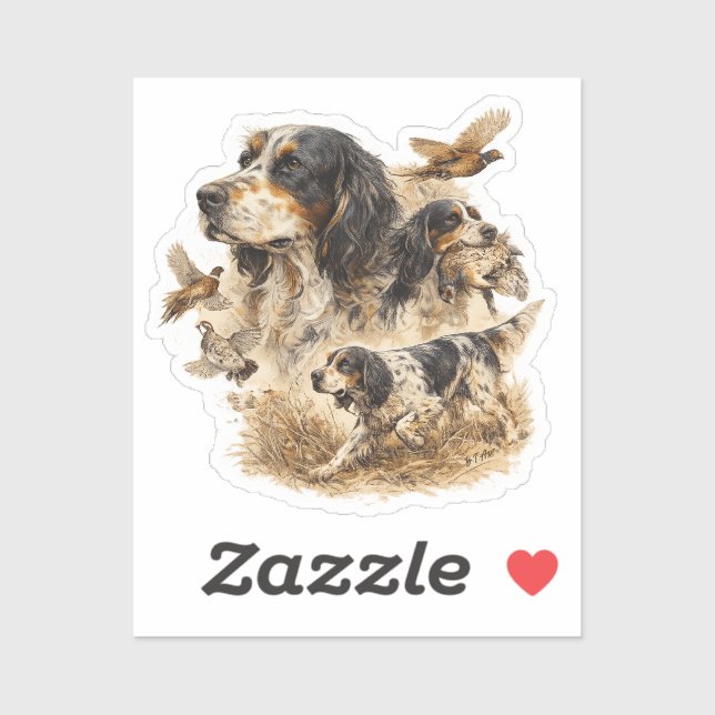 English Setter ,Hunting Art  Sticker (Sheet)