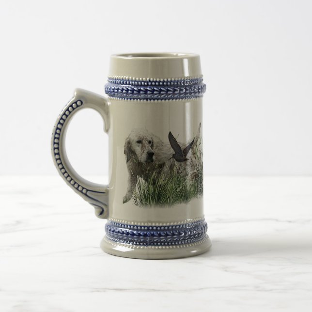 English Setter, Hunting Season Beer Stein (Left)