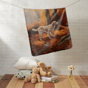English Setter in Autumn Leaves Fall Inspire Baby Blanket