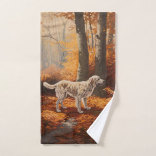 English Setter in Autumn Leaves Fall Inspire Bath Towel Set