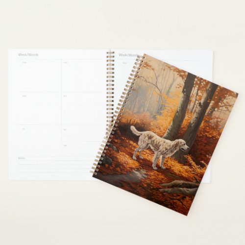 English Setter in Autumn Leaves Fall Inspire Planner
