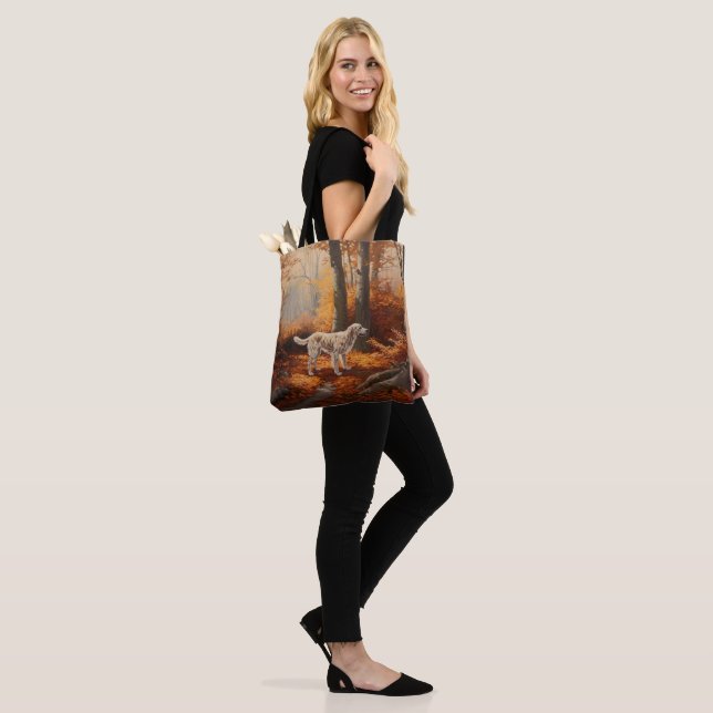 English Setter in Autumn Leaves Fall Inspire Tote Bag (On Model)