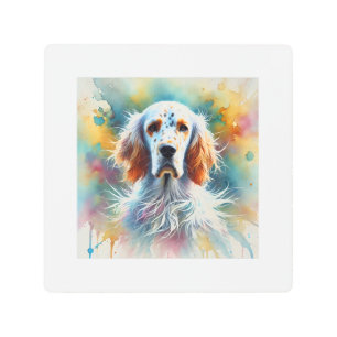 English Setter in Nature 060924AREF147 - Watercolo Metal Print