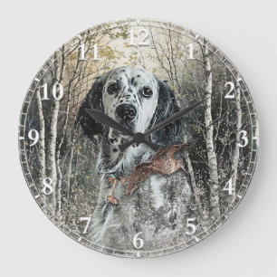English Setter  Large Clock