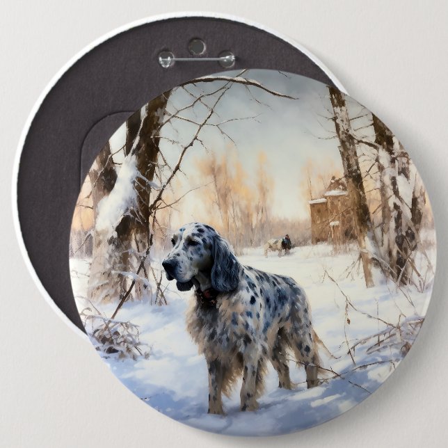 English Setter Let It Snow Christmas Button (Front & Back)