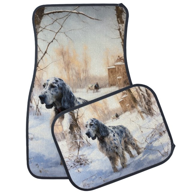 English Setter Let It Snow Christmas Car Floor Mat (Set)
