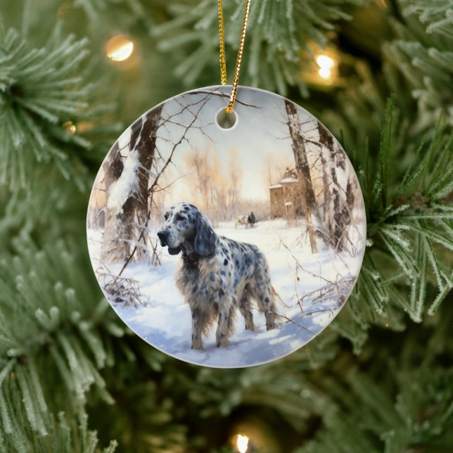 English Setter Let It Snow Christmas Ceramic Ornament (Tree)