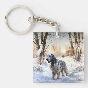 English Setter Let It Snow Christmas Keychain