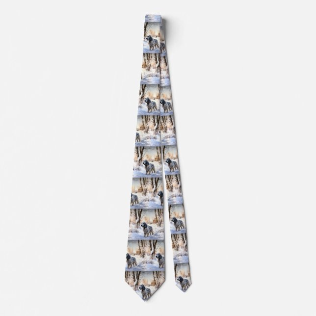 English Setter Let It Snow Christmas Neck Tie (Front)