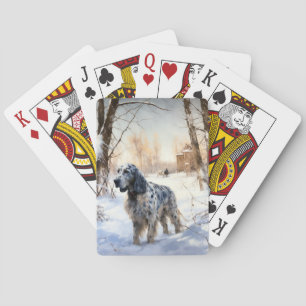 English Setter Let It Snow Christmas Poker Cards
