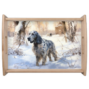 English Setter Let It Snow Christmas Serving Tray