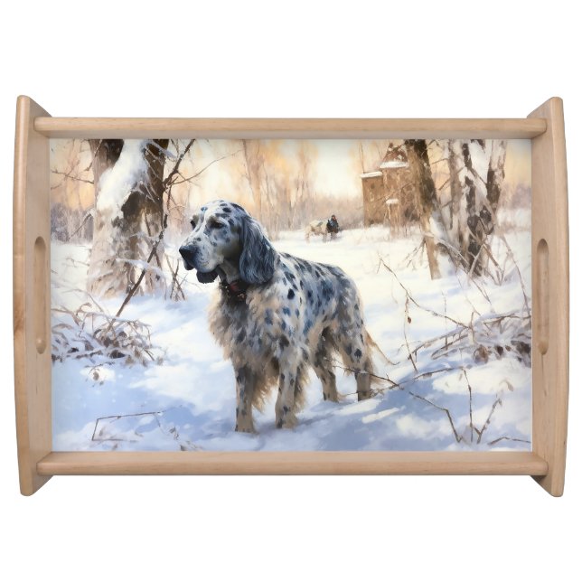 English Setter Let It Snow Christmas Serving Tray (Front)