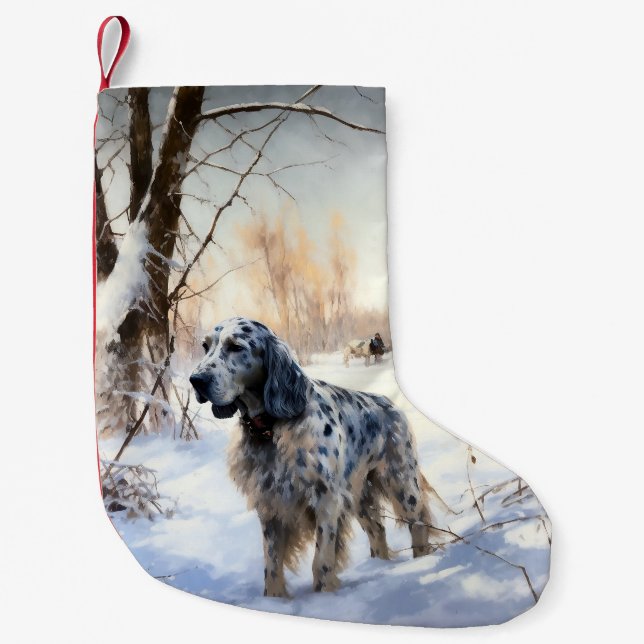 English Setter Let It Snow Christmas Small Christmas Stocking (Front)