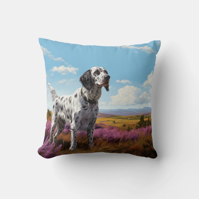 English Setter on the moor Throw Pillow (Front)