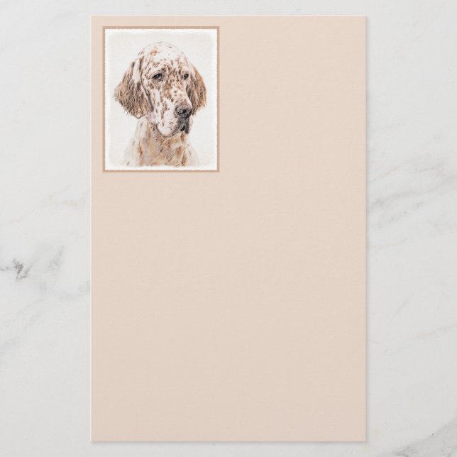 English Setter Orange Belton Painting Dog Art (Front)