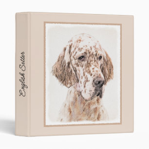 English Setter Orange Belton Painting Dog Art 3 Ring Binder