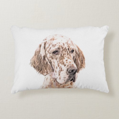 English Setter Orange Belton Painting Dog Art Accent Pillow