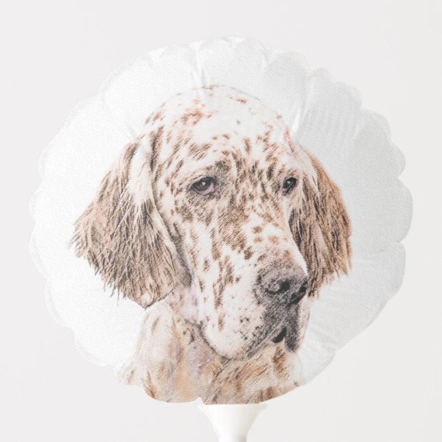 English Setter Orange Belton Painting Dog Art Balloon (Front)