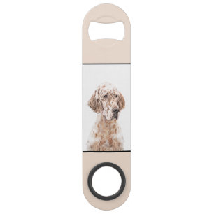 English Setter Orange Belton Painting Dog Art Bar Key