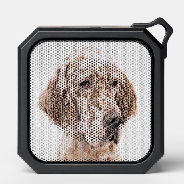 English Setter Orange Belton Painting Dog Art Bluetooth Speaker (Front)