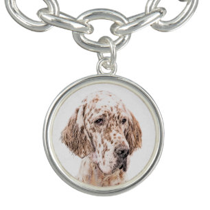 English Setter Orange Belton Painting Dog Art Bracelet
