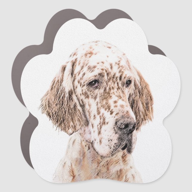 English Setter Orange Belton Painting Dog Art Car Magnet (Front)