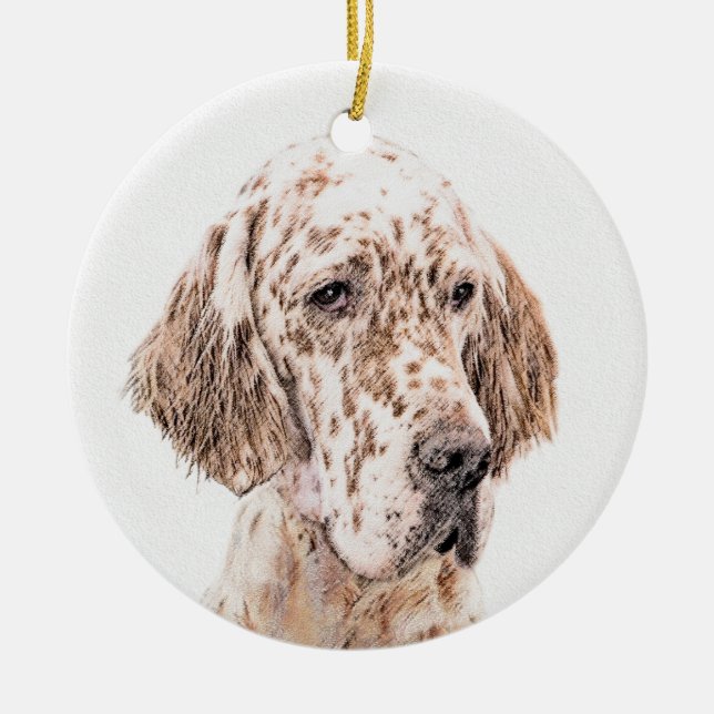 English Setter Orange Belton Painting Dog Art Ceramic Ornament (Front)