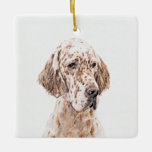 English Setter Orange Belton Painting Dog Art Ceramic Ornament