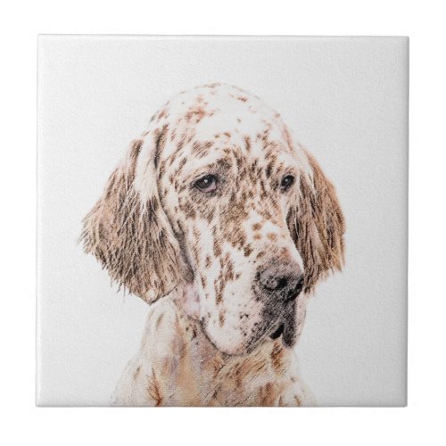 English Setter Orange Belton Painting Dog Art Ceramic Tile